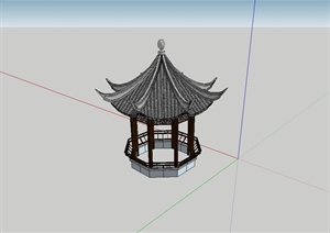 古典中式风格八角亭详细设计SU(草图大师)模型