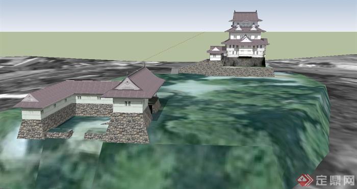 古典中式风格详细的多层居住建筑su模型(2)