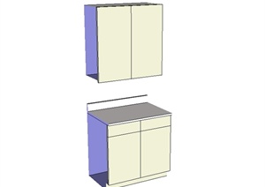 室内空间简单的橱柜SU(草图大师)模型