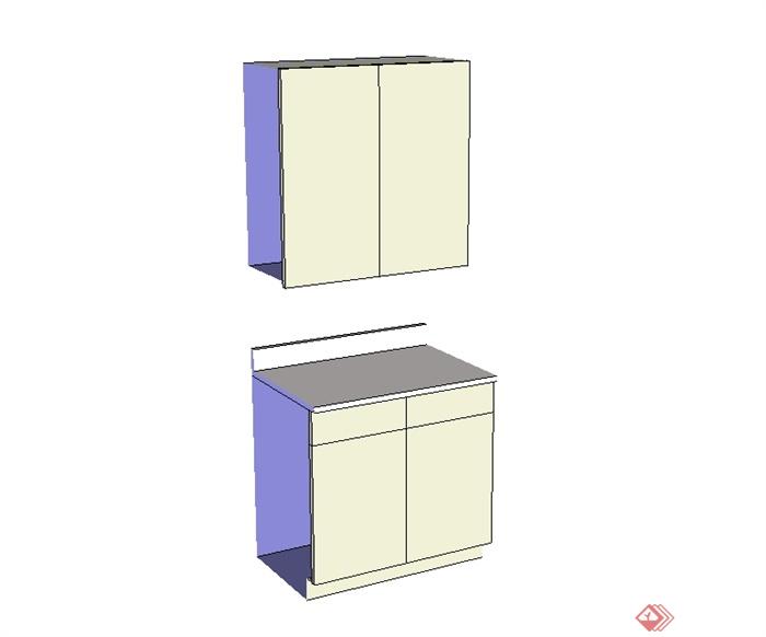 室内空间简单的橱柜su模型(1)