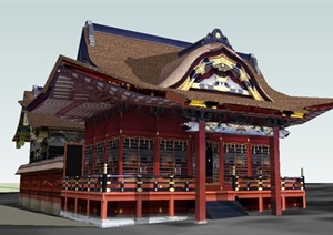 古典中式单层建筑SU(草图大师)模型