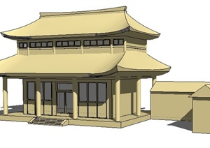 中式古建单体设计SU(草图大师)模型