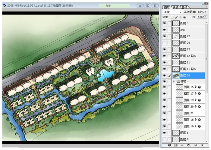 住宅小区景观绿化设计彩色平面图PSD源文件