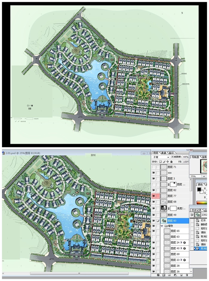 住宅小区整体规划彩色平面图PSD源文件
