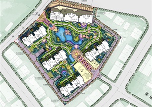 现代风格住宅区景观设计彩色平面图PSD源文件