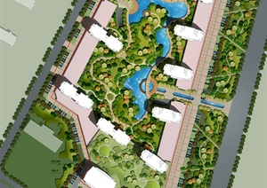 高档小区整体规划绿化景观彩色平面图PSD源文件