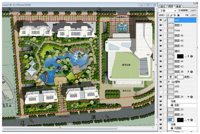 住宅区景观设计方案彩色平面图PSD源文件