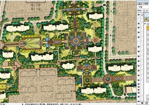 高档豪华住宅小区景观方案设计彩色平面图PSD源文件