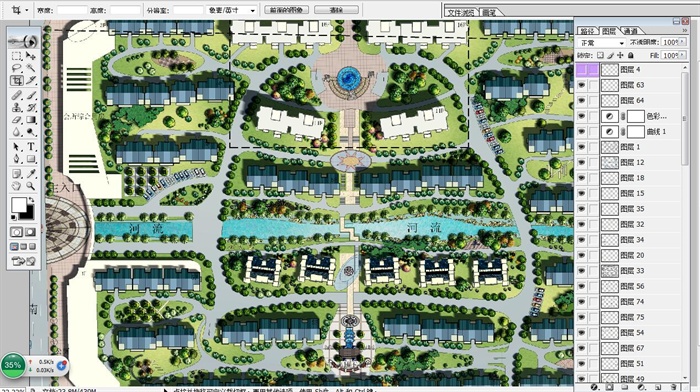 现代住宅小区景观绿化彩色平面图PSD源文件