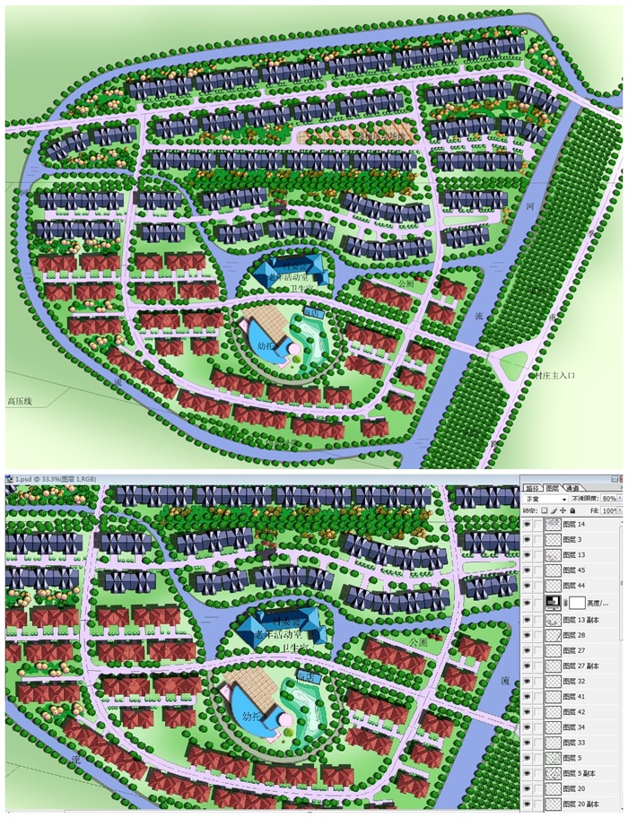 长沙某住宅小区彩色平面图PSD源文件