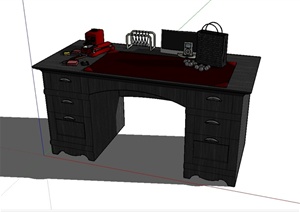 现代风格详细的办公空间桌子设计SU(草图大师)模型