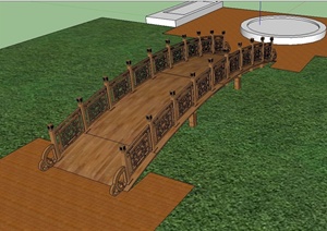 古典中式风格详细的示范区拱桥设计SU(草图大师)模型