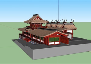 古典中式风格详细的旅游建筑SU(草图大师)模型