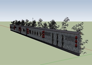 古建围墙详细设计SU(草图大师)模型