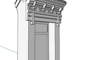 中式风格垂花门素材SU(草图大师)模型
