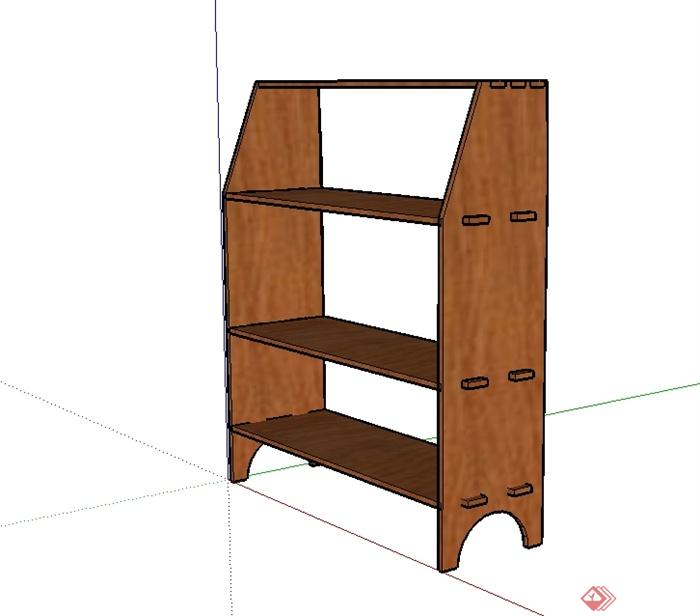 现代风格详细的全木质书架设计su模型(1)