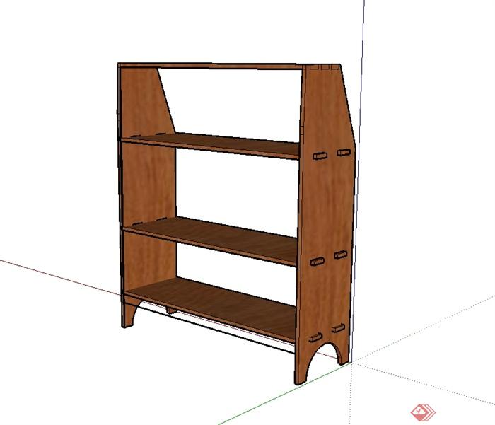 现代风格详细的全木质书架设计su模型(3)