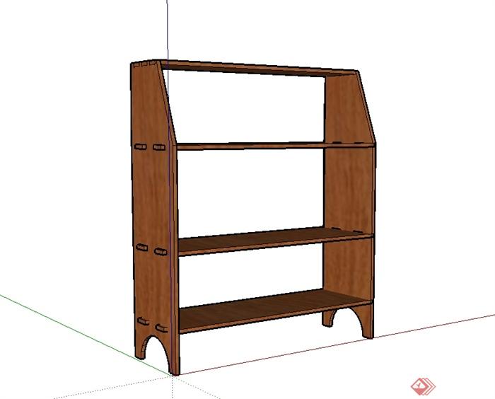 现代风格详细的全木质书架设计su模型(2)