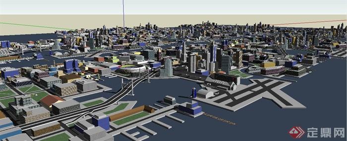 简约城市规划设计建筑su模型(1)