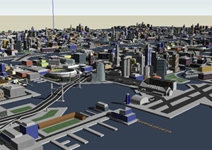 简约城市规划设计建筑SU(草图大师)模型