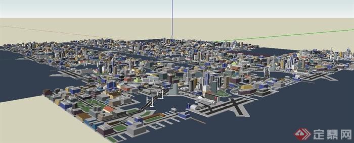 简约城市规划设计建筑su模型(3)