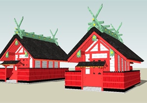 日本住吉大社旅游建筑设计SU(草图大师)模型