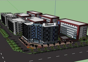 某厂区多层的办公建筑楼设计SU(草图大师)模型