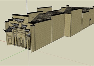 古典中式风格寺庙测绘古建设计SU(草图大师)模型