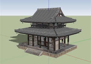某古典中式风格详细精致的旅游建筑楼SU(草图大师)模型