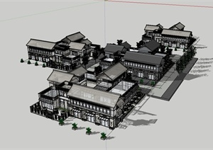 某现代中式风格完整的商业建筑SU(草图大师)模型