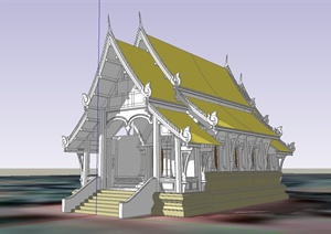 东南亚风格寺庙旅游建筑SU(草图大师)模型