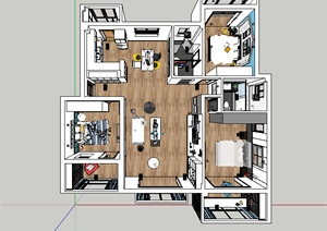 某住宅室内空间SU(草图大师)模型