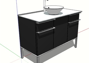 现代洗手台洗手柜设计SU(草图大师)模型