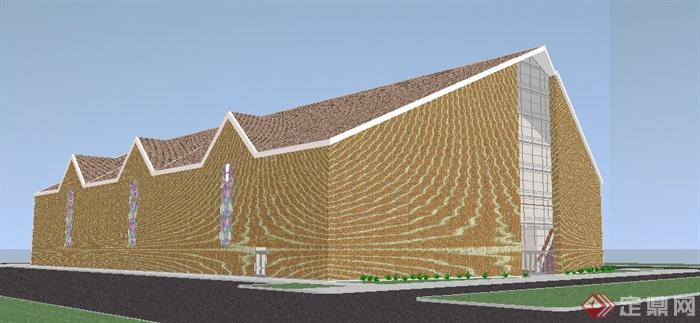 现代风格单层宗教礼堂建筑设计su模型(2)
