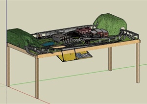 桌面火车游戏桌SU(草图大师)模型