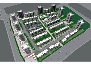 现代风格详细的住宅小区规划SU(草图大师)模型
