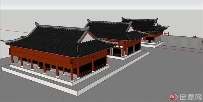 古典中式风格开封府旅游建筑su模型(3)