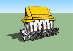 东南亚风格庙宇建筑楼SU(草图大师)模型