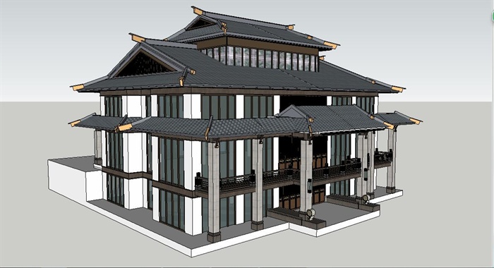 中式古建筑SU模型(1)