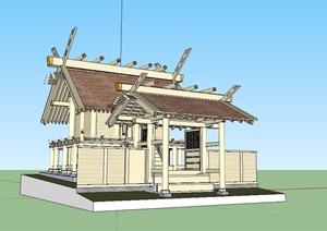 古典中式风格小学寺庙设计SU(草图大师)模型
