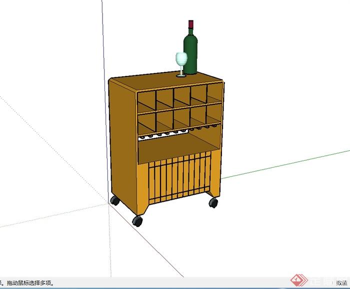 现代风格室内可移动酒柜设计su模型(1)