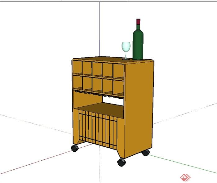 现代风格室内可移动酒柜设计su模型(2)