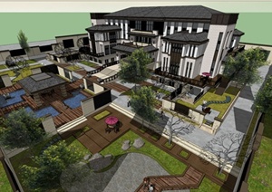 新古典风格详细的住宅楼详细设计SU(草图大师)模型