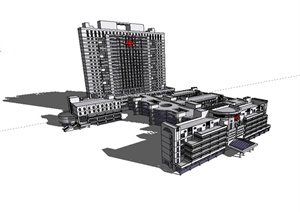 某现代风格医院整体建筑SU(草图大师)模型
