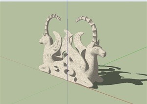 某园林景观详细的动物雕塑小品设计SU(草图大师)模型