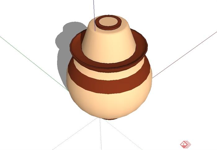 陶罐小品设计su模型(1)