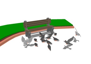 现代风园林景观坐凳鸽子设计SU(草图大师)模型
