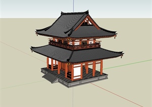 古典中式风格详细完整的两层旅游建筑SU(草图大师)模型