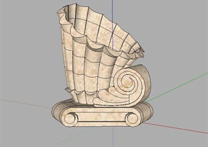 欧式风格详细的海螺雕像SU(草图大师)模型