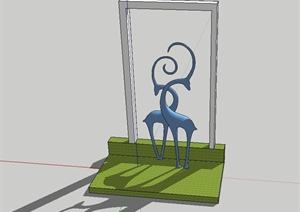 动物抽象雕塑小品SU(草图大师)模型